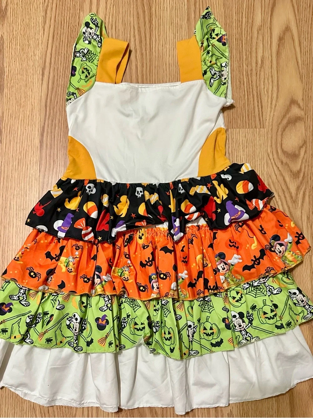 Halloween Ruffle Dress Costume - Orange, Green, Black 